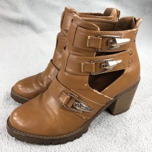 Wanted Cutout Heel Boots/Booties Brown Tan, Womens Size 6.5 (Flaw)